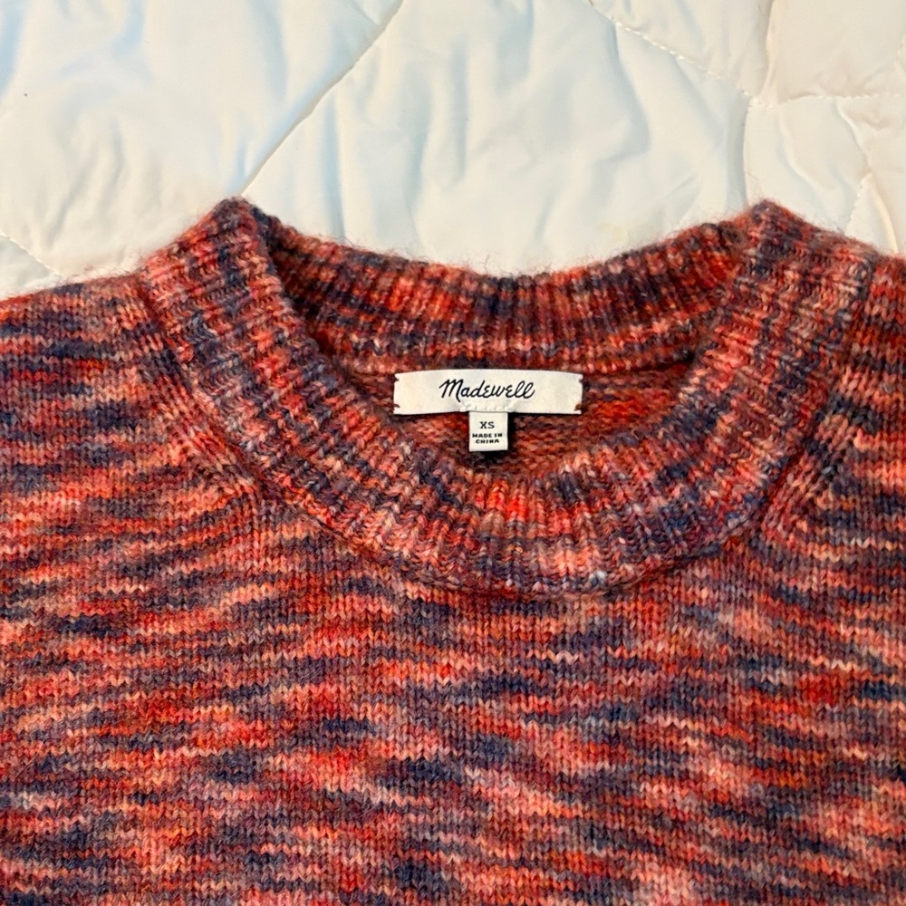 Madewell Red and Blue Crewneck Sweater